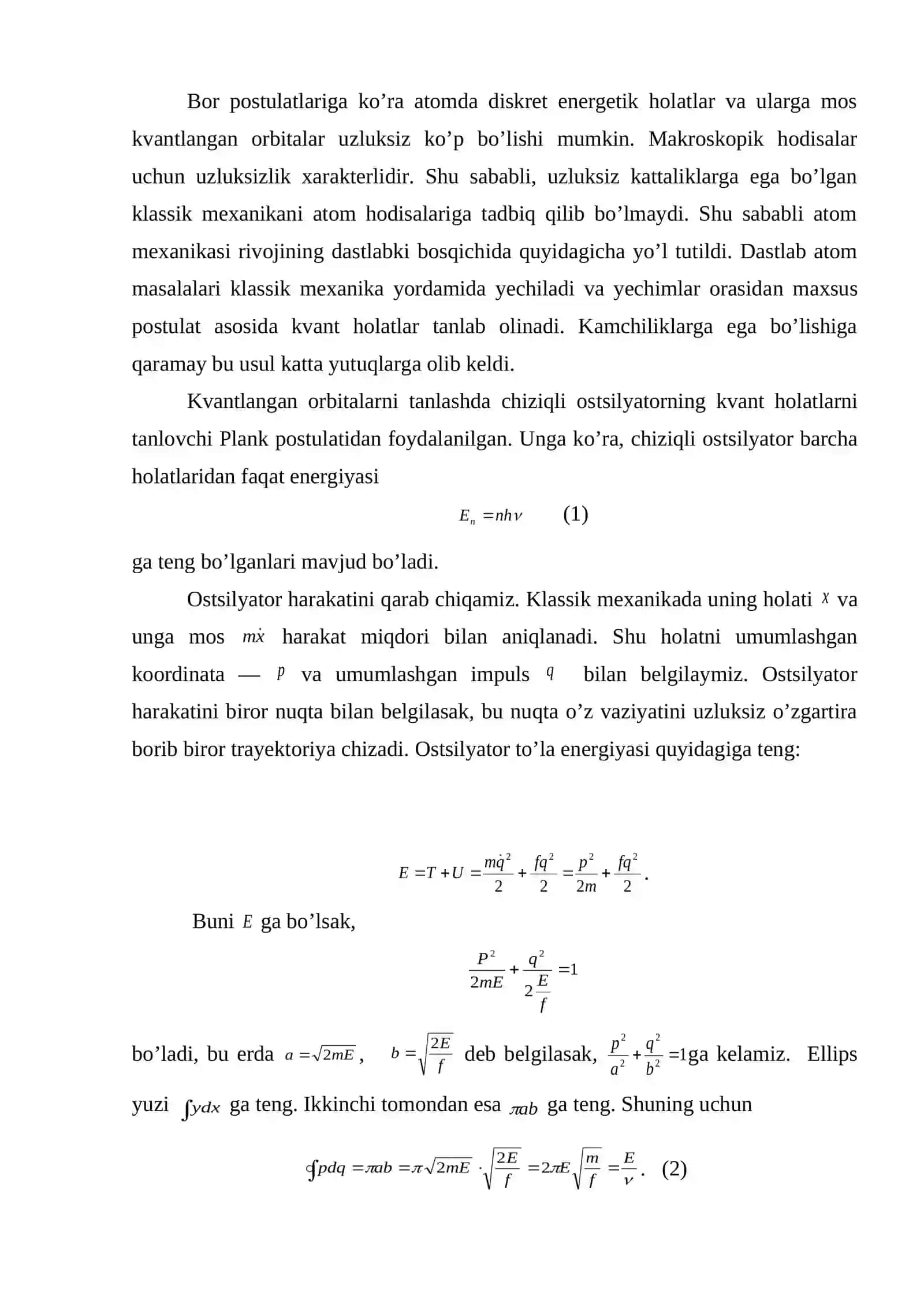 Atomning kvant nazariyasi 2