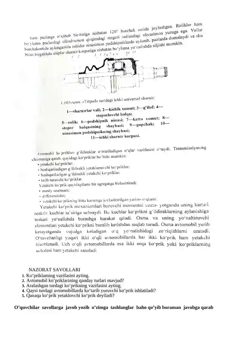 Avtomobil Tuzilishi va Servis Xizmat Ko'rsatish Fanidan 2