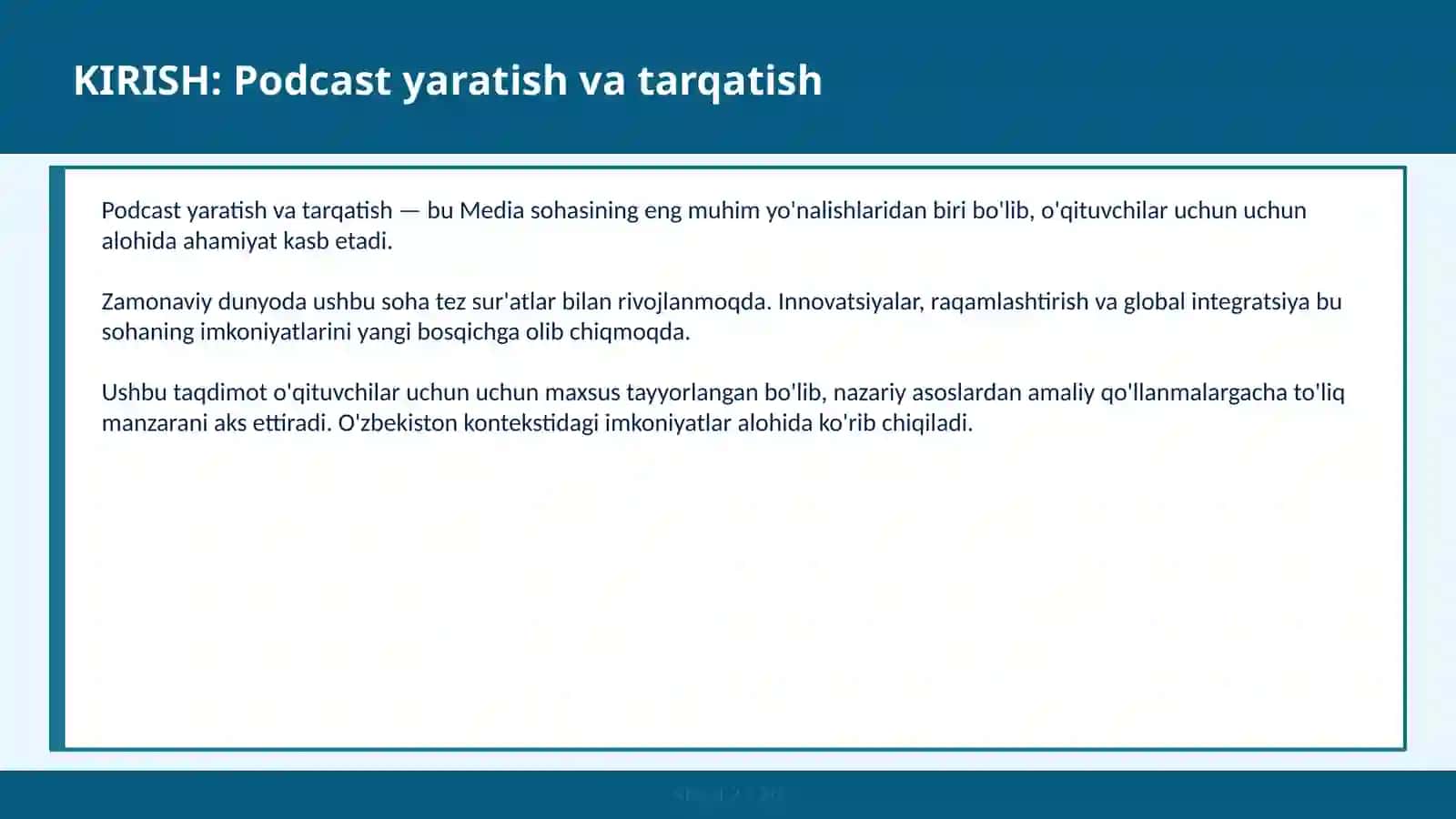 Podcast Yaratish va Tarqatish 2