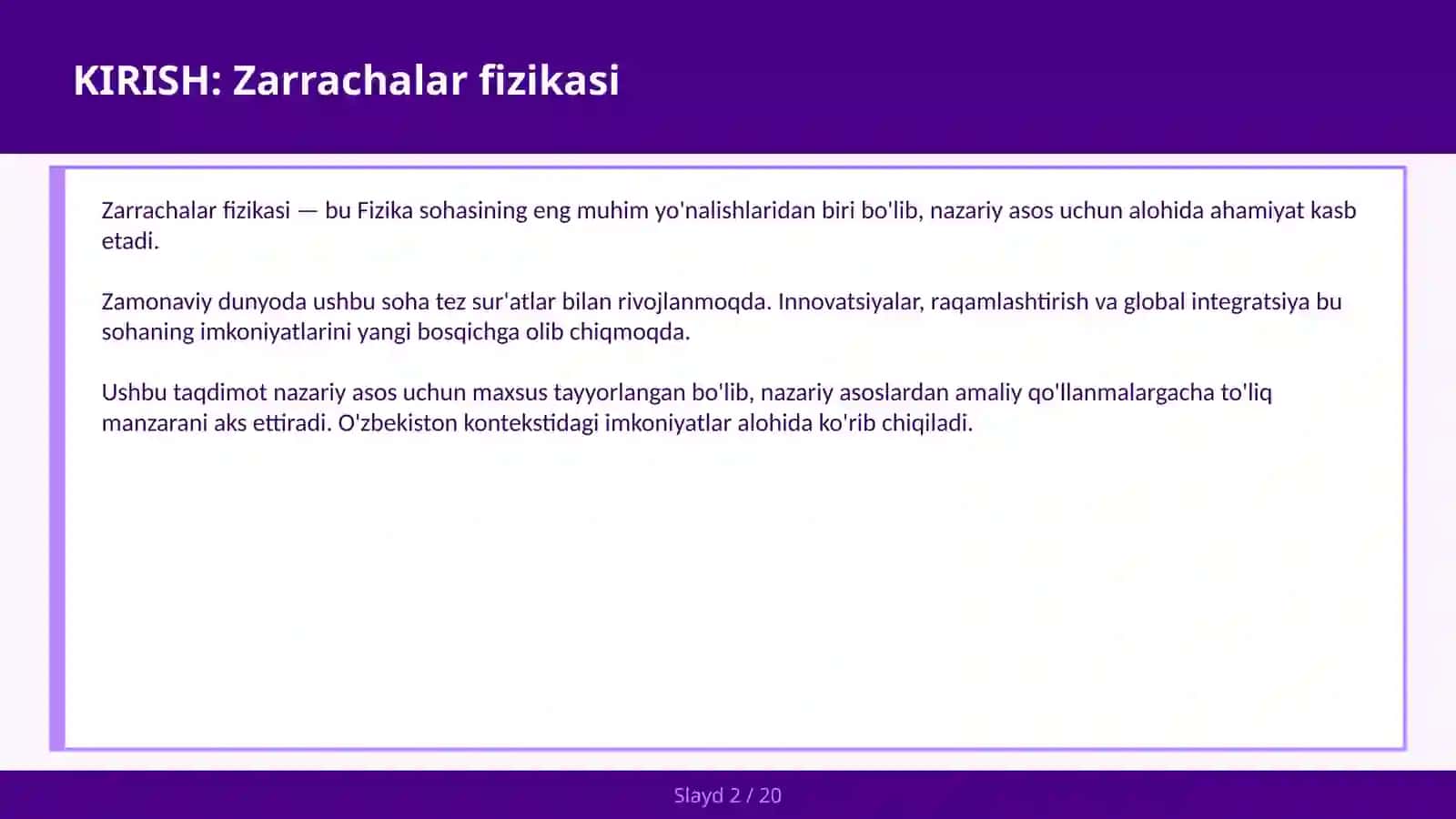 Zarrachalar Fizikasi 2