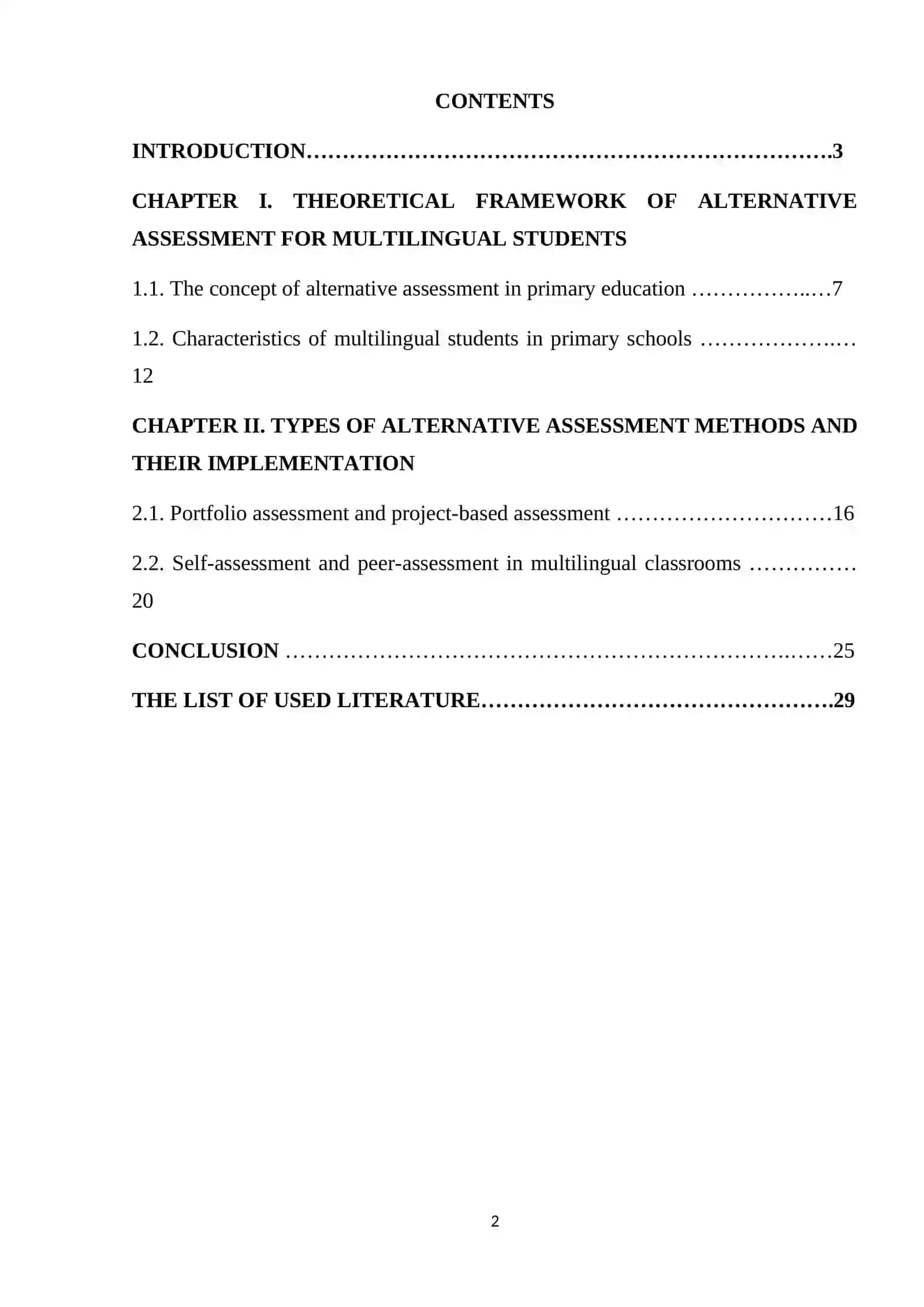 ALTERNATIVE ASSESSMENT METHODS FOR MULTILINGUAL STUDENTS 2
