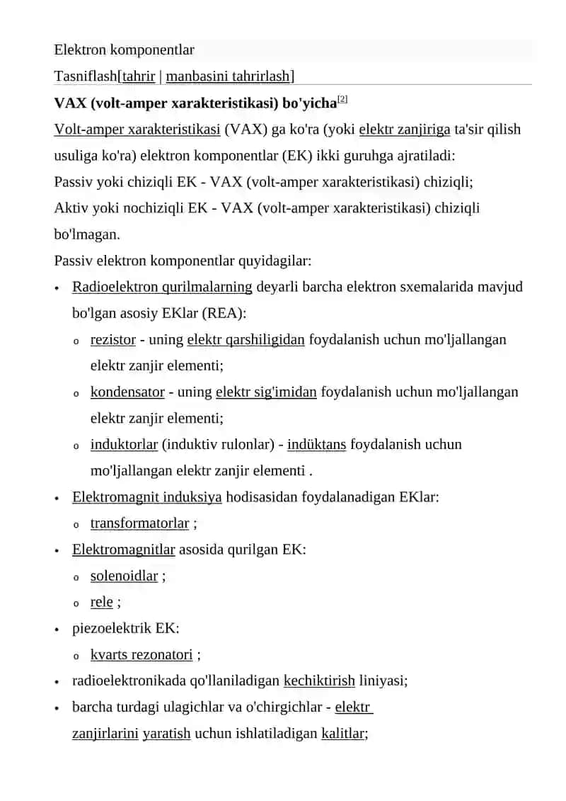 Elektron komponentlar 2