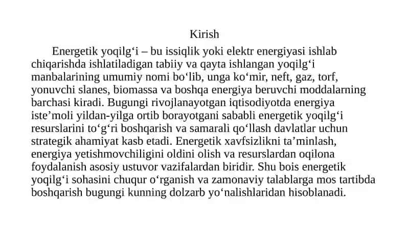 Energetik yoqilg’i 2