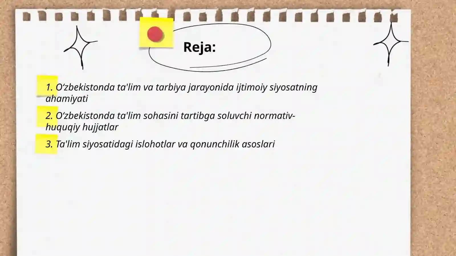 OZBEKISTONDA OLIB BORILAYOTGAN TARBIYANING OQITISH JARAYONIDA IJTIMOIY SIYOSATNING ME`YORIY-HUQUQIY ASASLARI 2