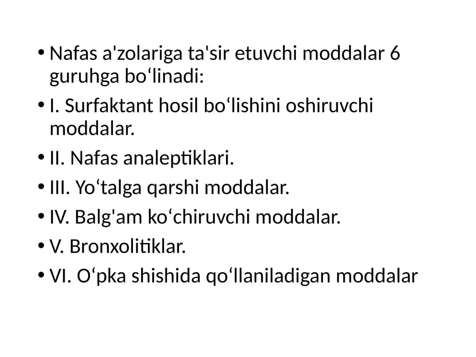 NAFAS A'ZOLARIGA TA'SIR ETUVCHI MODDALAR 2
