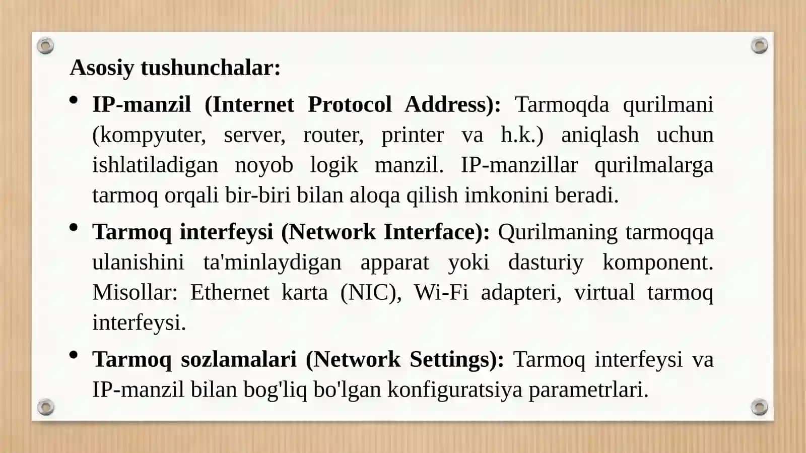 HakimovaShohida IP-manzillar va tarmoq interfeyslarini sozlash 2