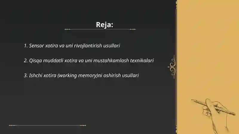 Sensor xotira va uni rivojlantirish usullari 2