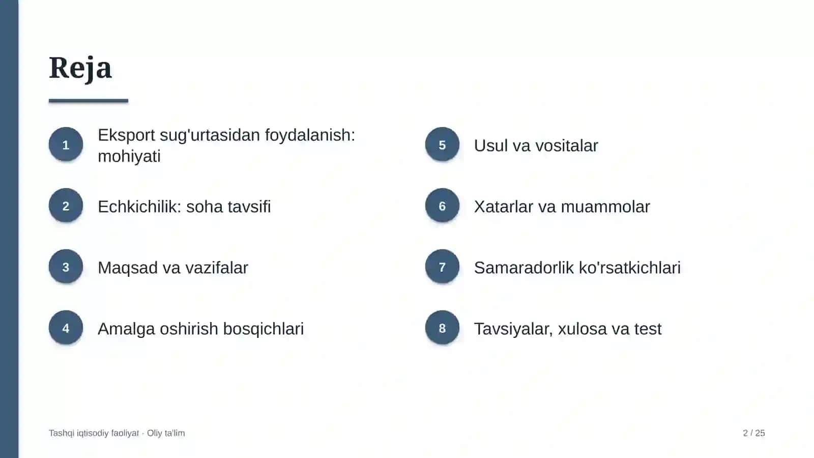 Echkichilikda eksport sug'urtasidan foydalanish 2
