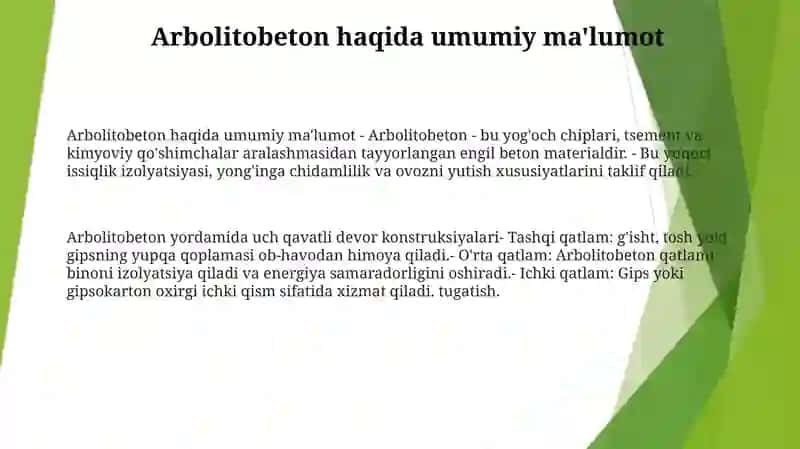 Arbolitobeton Bòlgan Uch Qatlamli Òta Yengil Konstruksiyalar 2