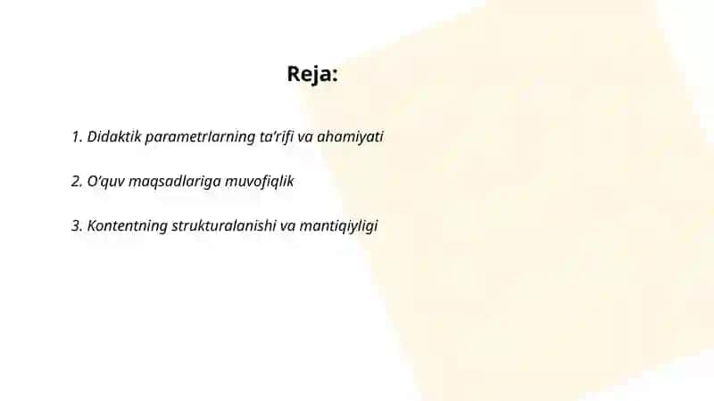O'quv materiallarni shakllashtirishning didaktik parametrlari 2