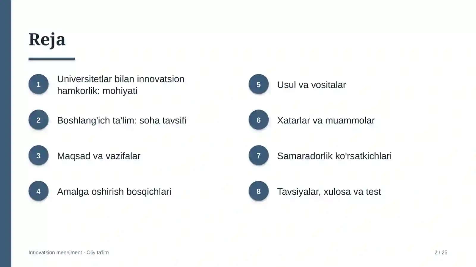 Innovatsion menejment · Oliy ta'l 2