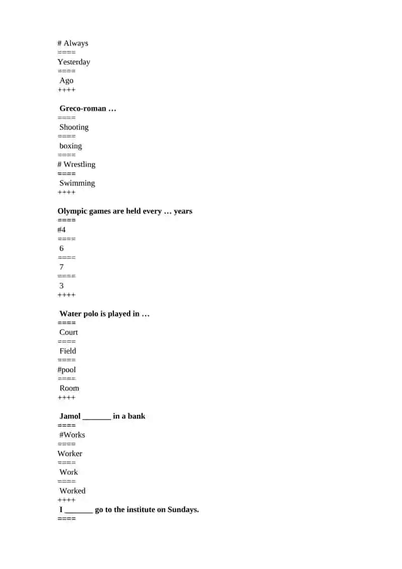 Test for the 2nd year students 2