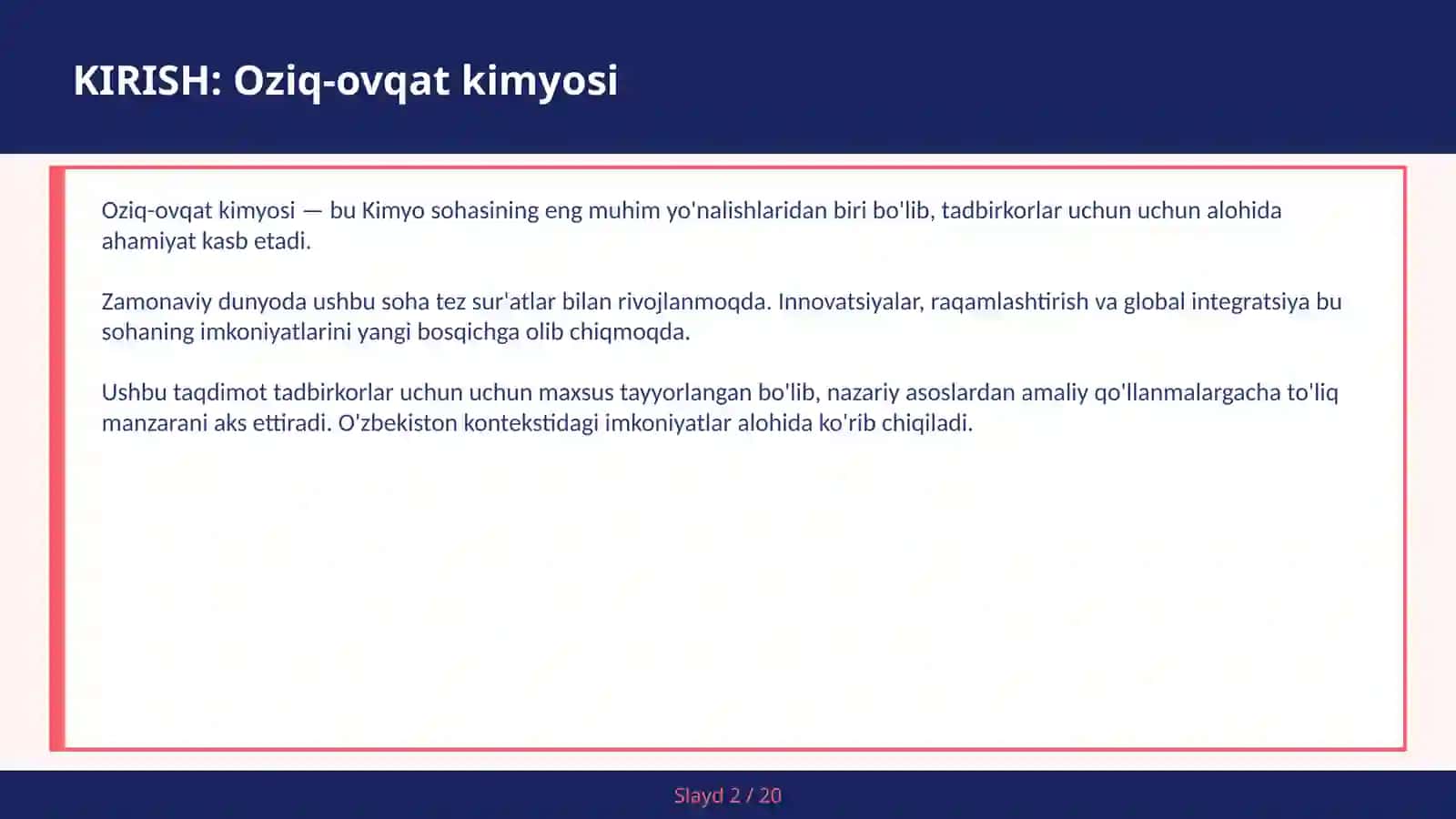 Oziq-ovqat kimyosi 2