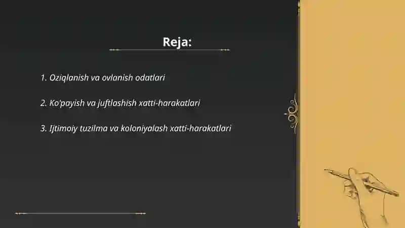 Hasharotlarning fe'l atvorlari 2