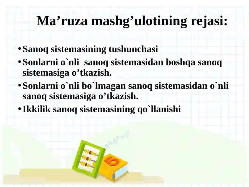 Sanoq sistemasining tushunchasi 2