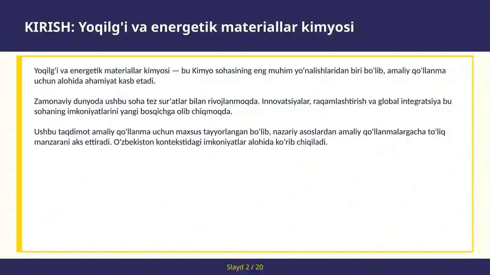 YOQILG'I VA ENERGETIK MATERIALLAR KIMYOSI 2