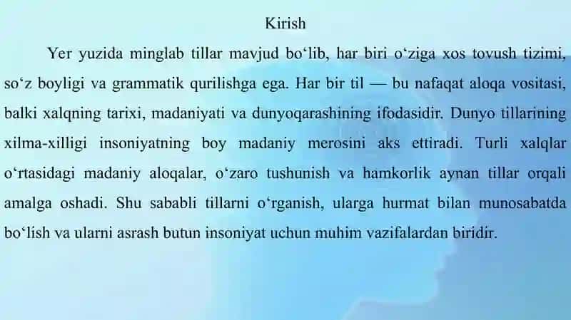Dunyo tillarining xilma-xilligi 2