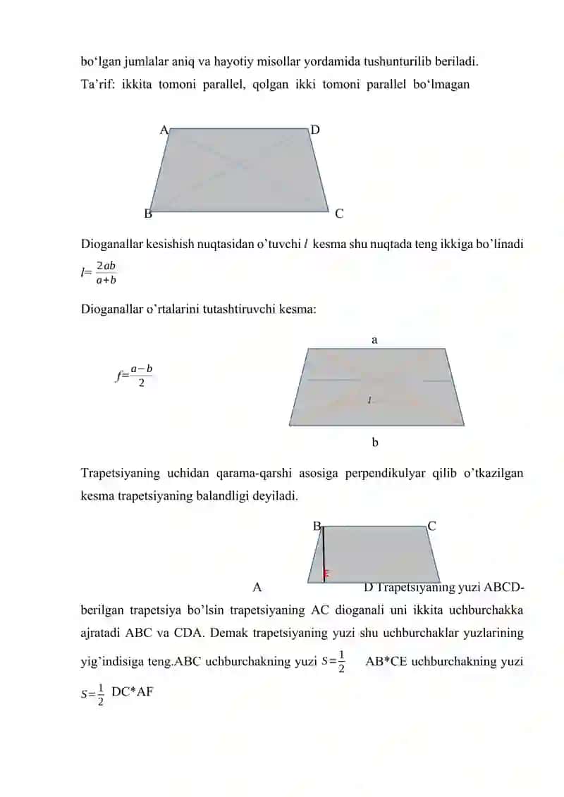 Trapetsiya yuzi 2