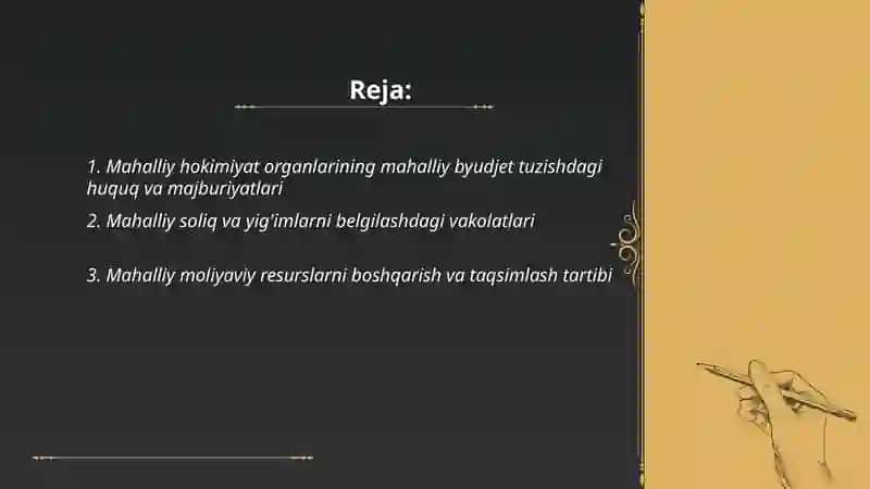 Mahalliy hokimiyat organlarining mahalliy moliyani boshqarishdagi huquq va majburiyatlari 2