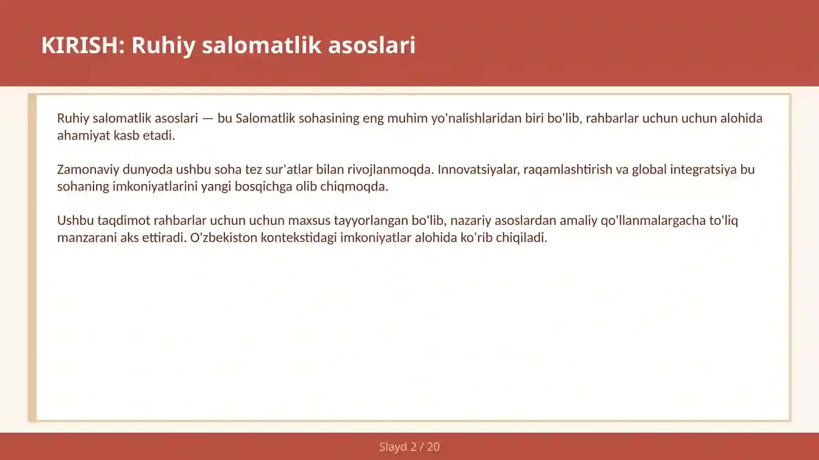 RUHIY SALOMATLIK ASOSLARI 2