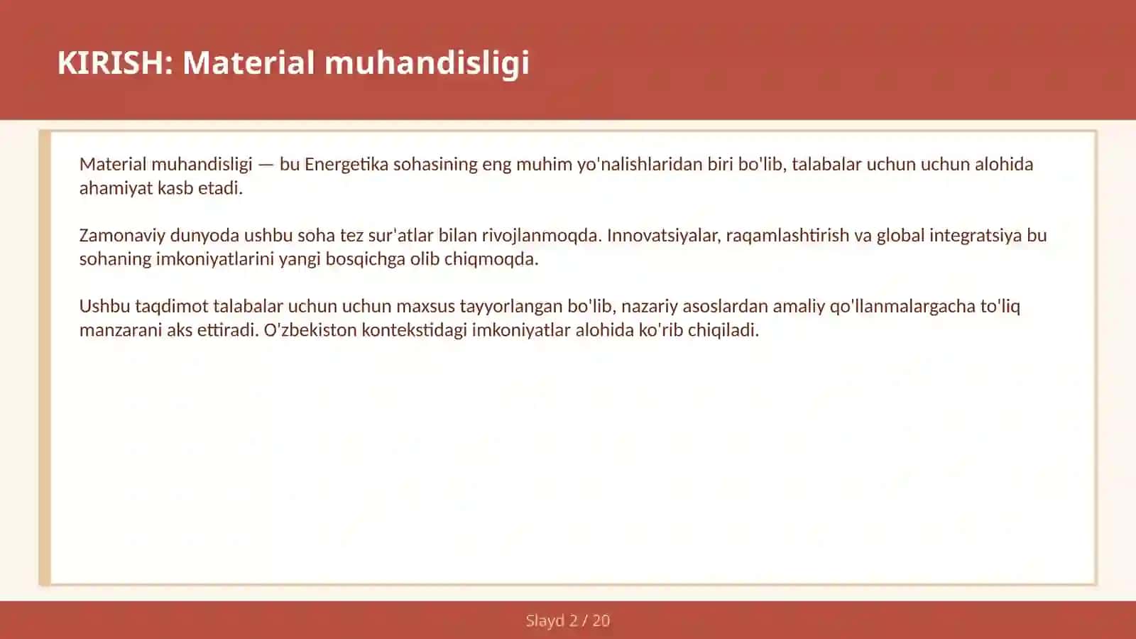 Material muhandisligi 2