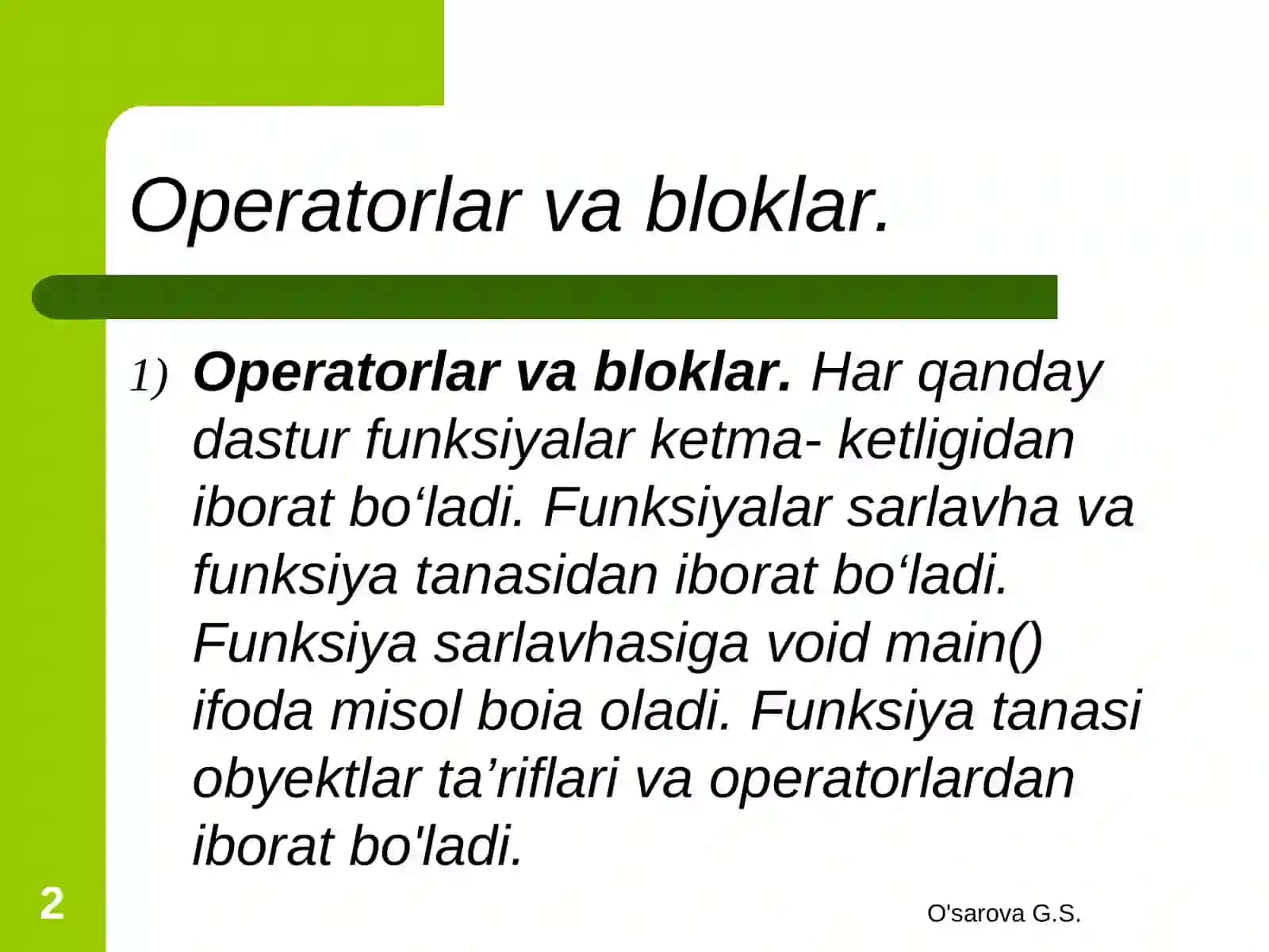 Shartli operatorlar 2