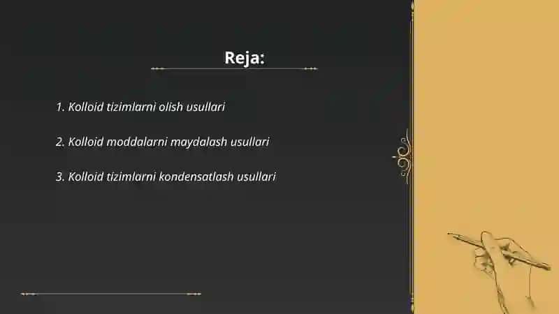 Kolloid sistemalarni olish usullari 2