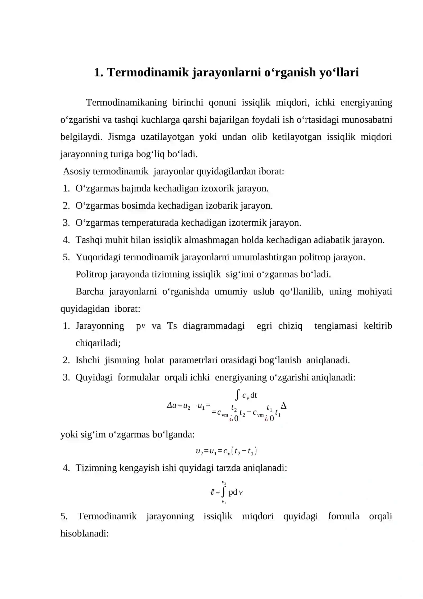 Ideal gazlarning termodinamik jarayonlari 2