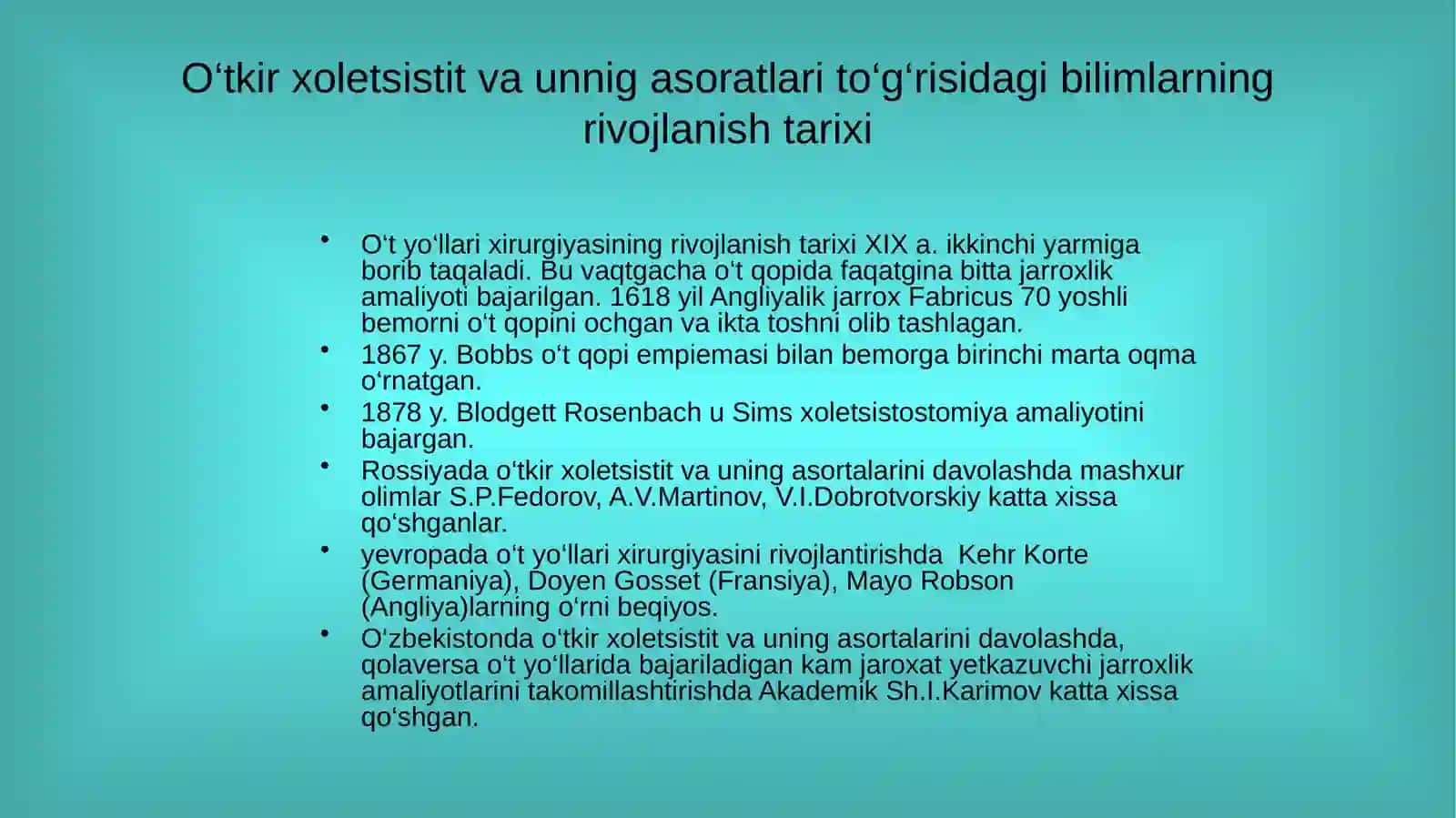 O‘TKIR VA SURUNKALI XOLETSISTIT 2