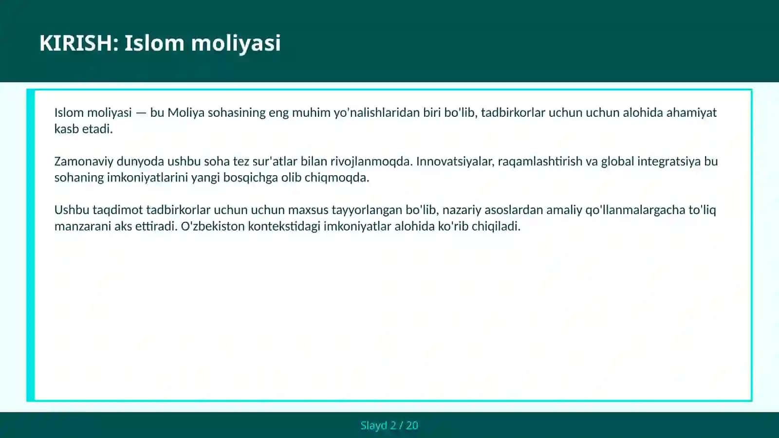 Islom Moliyasi 2