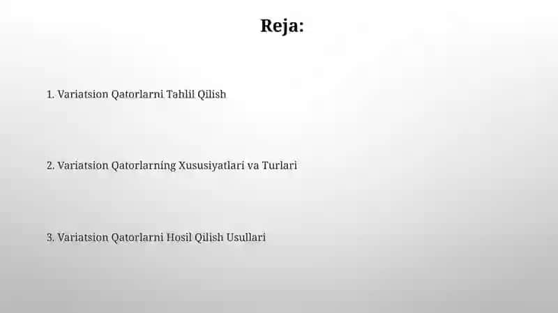 Variatsion qatorlar ishlab chiqarish 2
