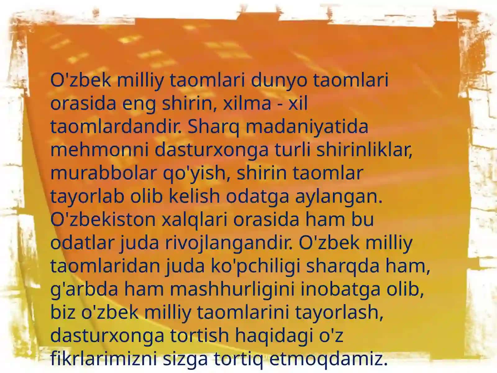 O`zbek milliy taomlari 2