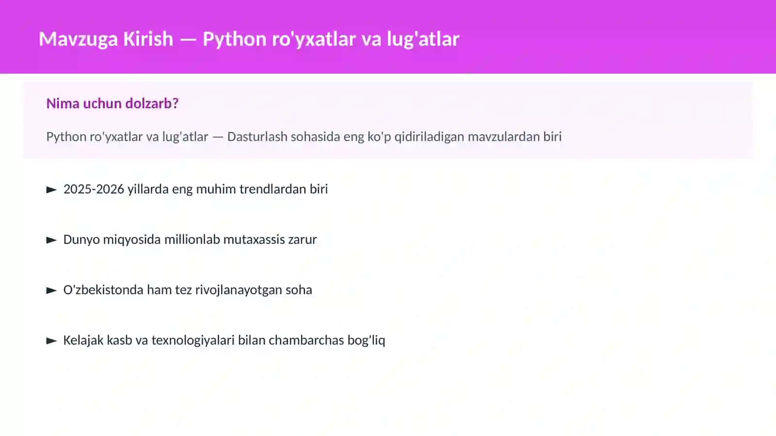 DASTURLASH | PYTHON DASTURLASH 2