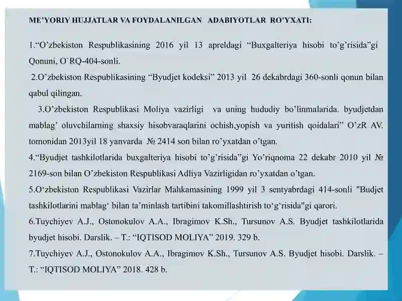 Byudjet tashkilotlarida moliyaviy aktivlar   hisobi 2