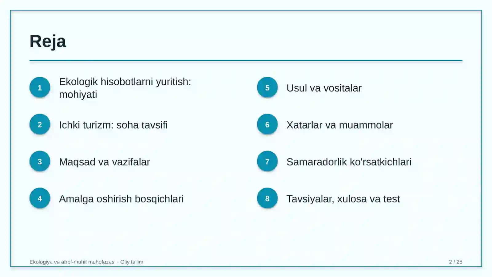 Ichki turizmda ekologik hisobotlarni yuritish 2