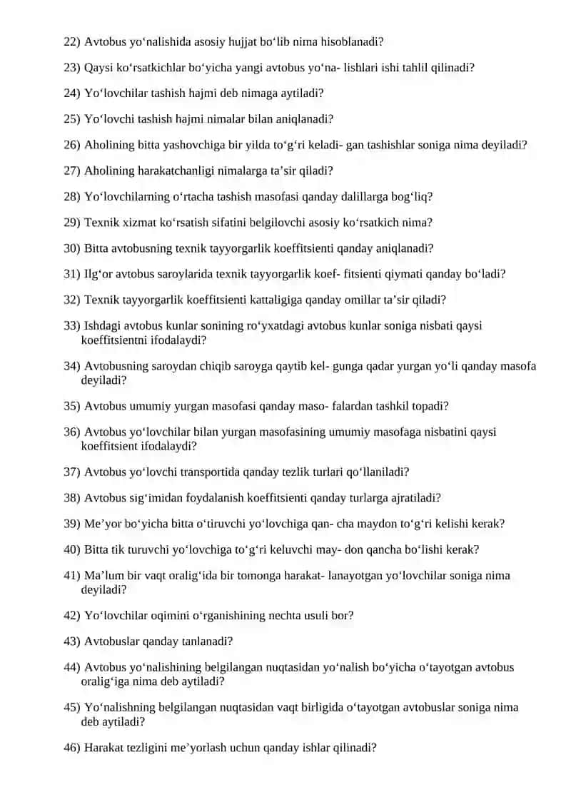 Avtomobillarda tashish va harakat xavfsizligini tashkil etish asoslari 2