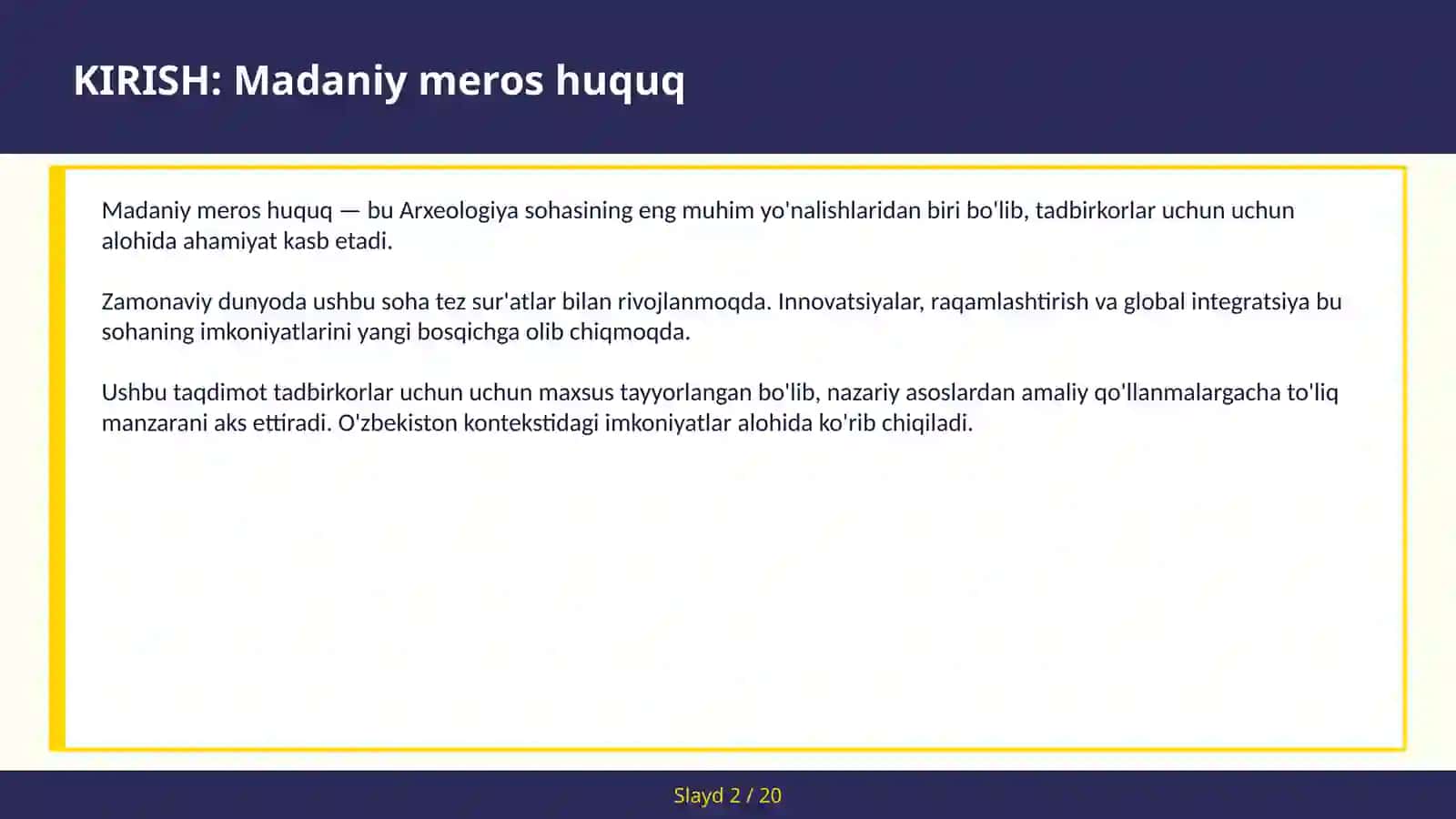 Madaniy meros huquq 2