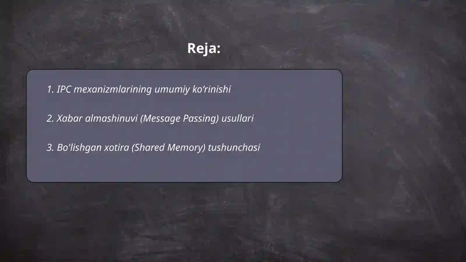 IPC mexanizmlarini amaliyotda qoʻllash (Message passing, shared memory) 2