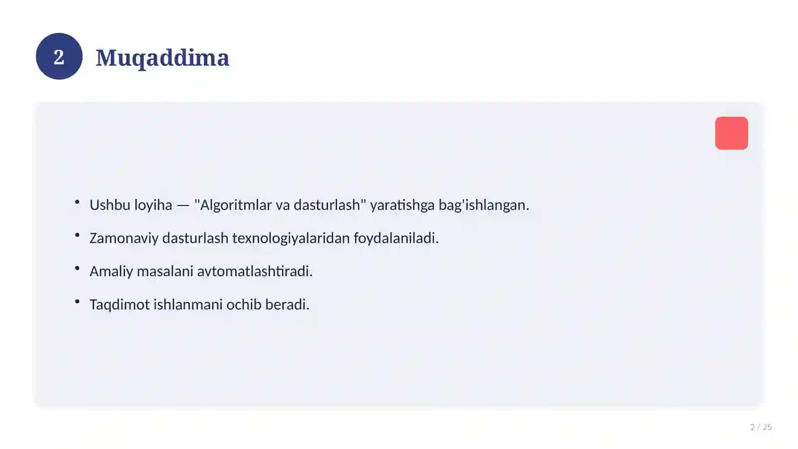 Algoritmlar va dasturlash 2