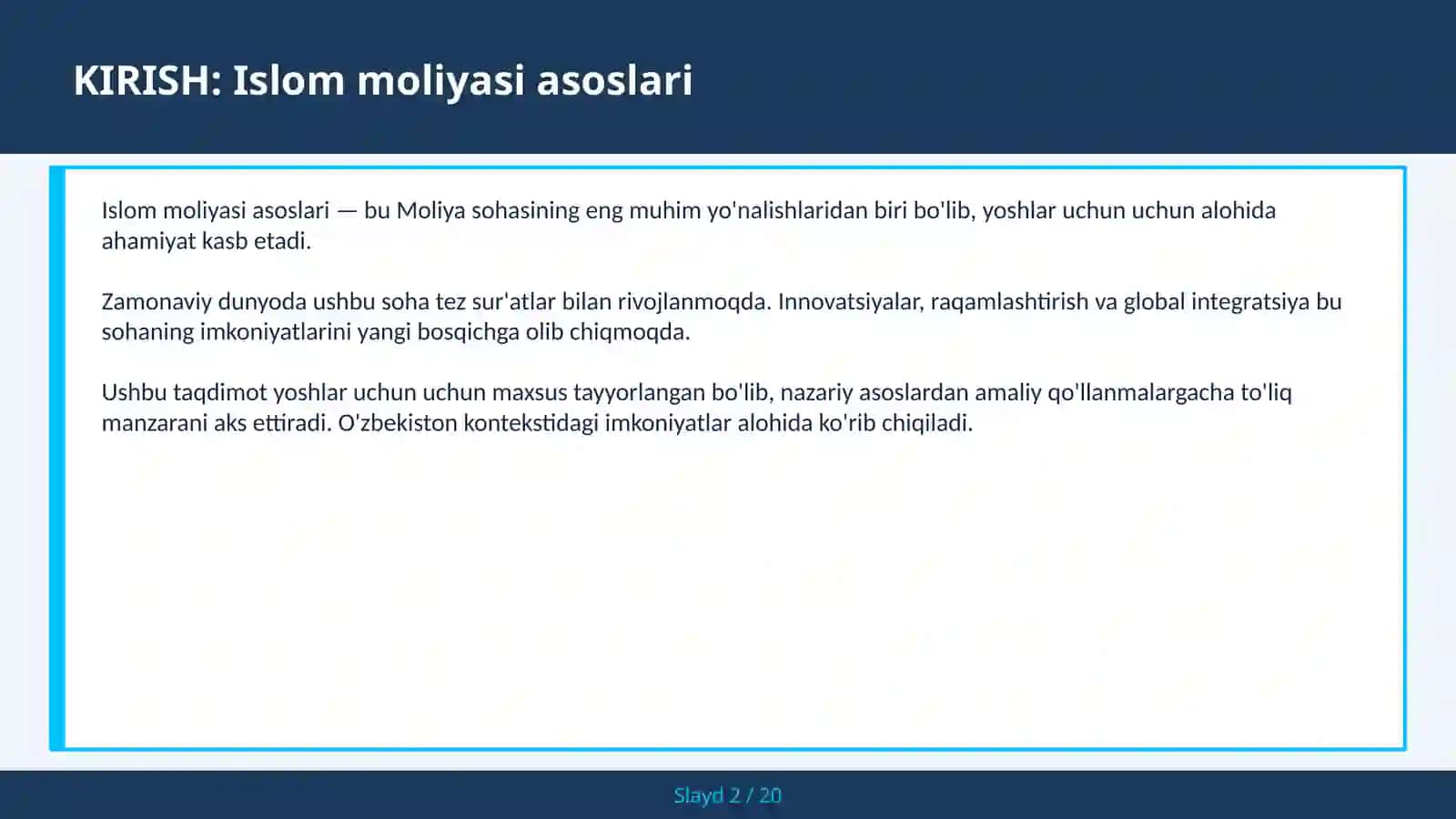 Islom moliyasi asoslari 2
