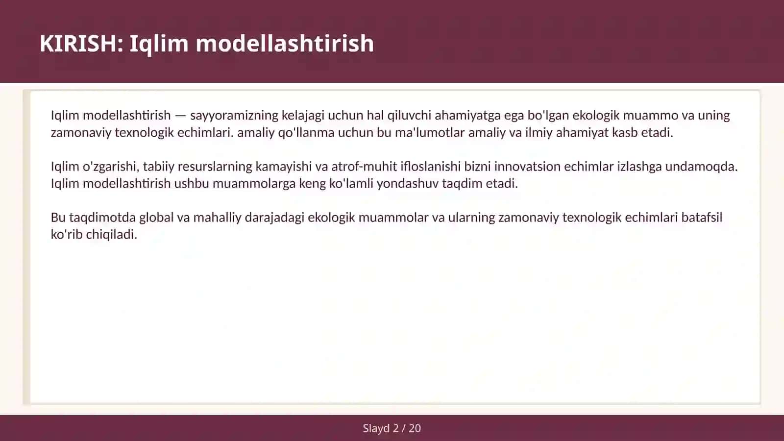 Iqlim modellashtirish 2