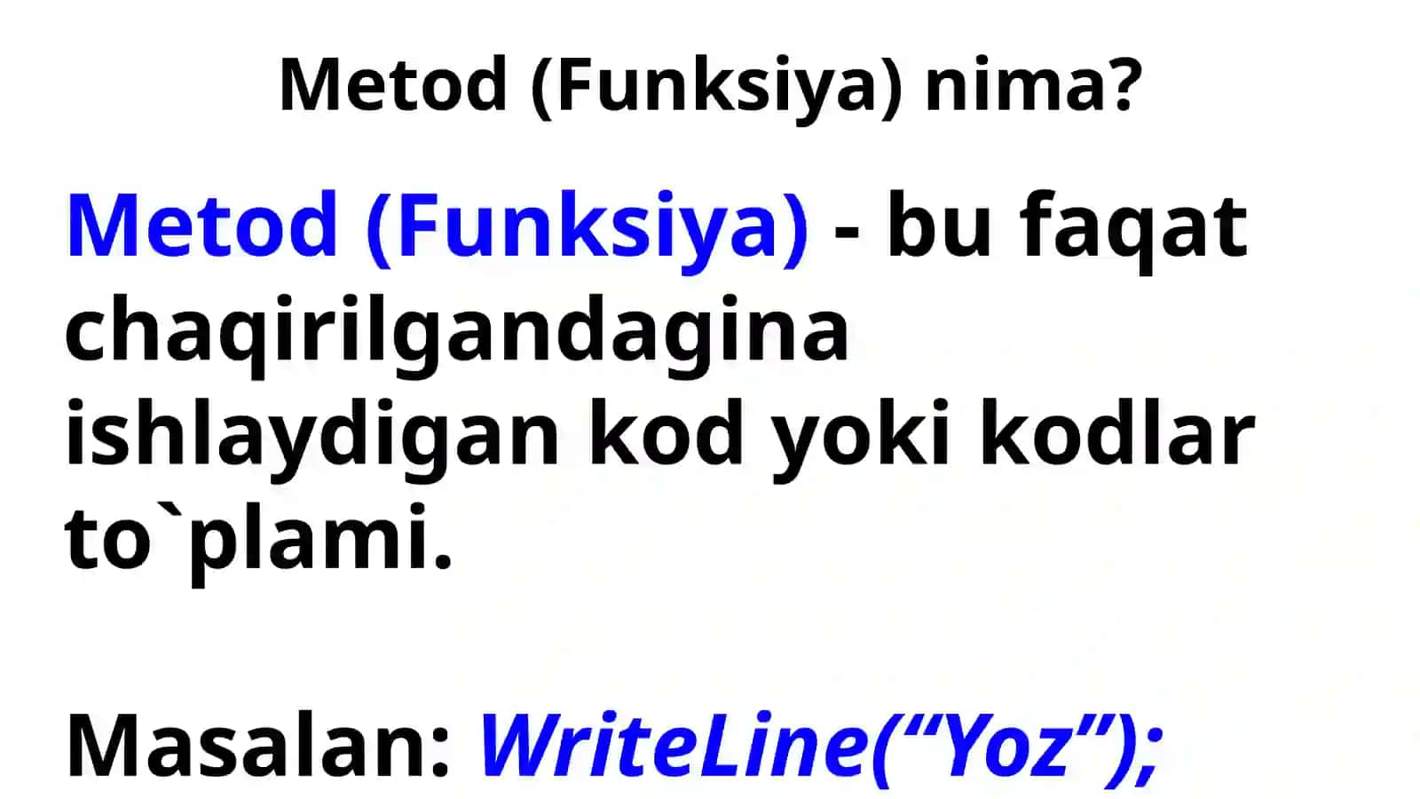 Metodlar(Funksiyalar) 2
