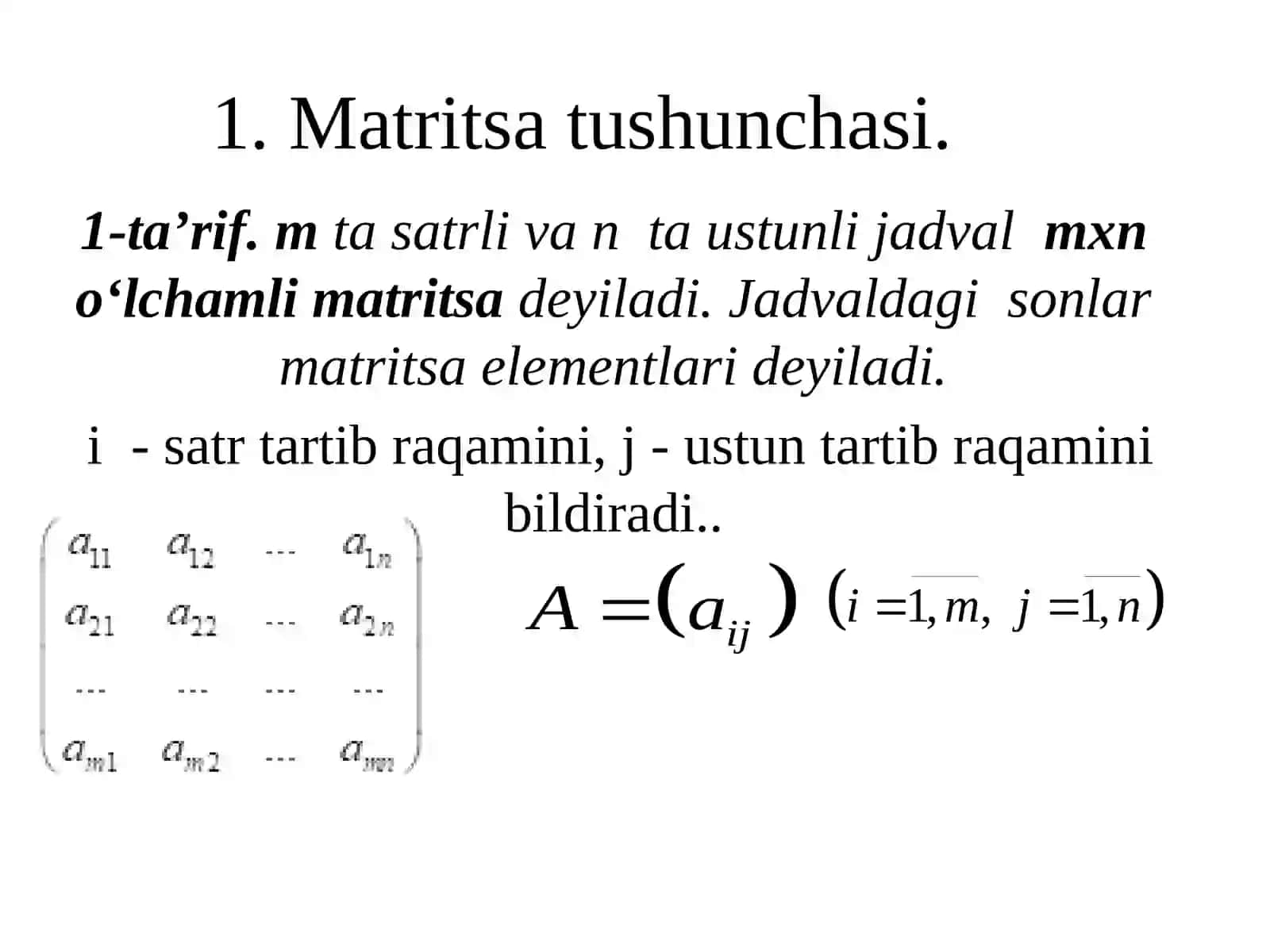 Matritsa tushunchasi 2