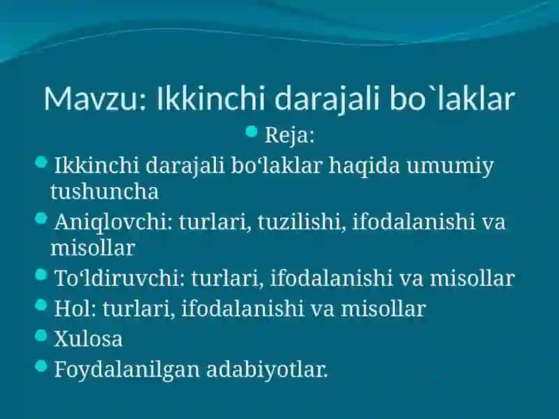 Ikkinchi darajali bo`laklar 2