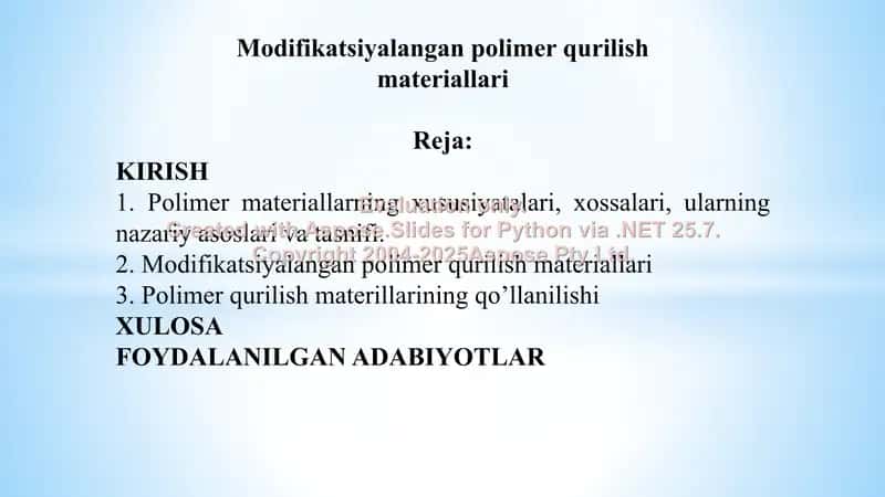 Modifikatsiyalangan polimer materiallar 2