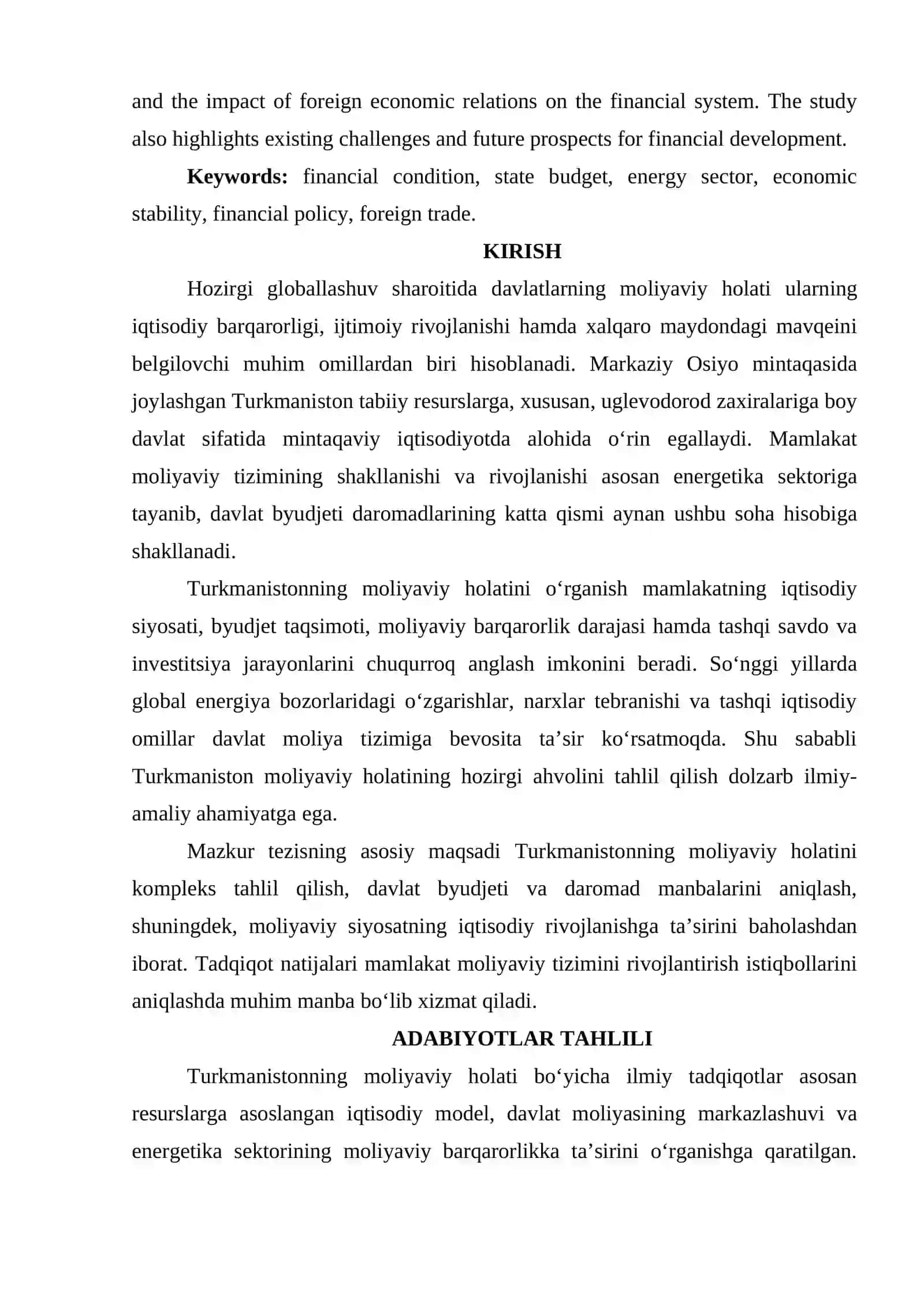 TURKMANISTON MOLIYAVIY HOLATI 2