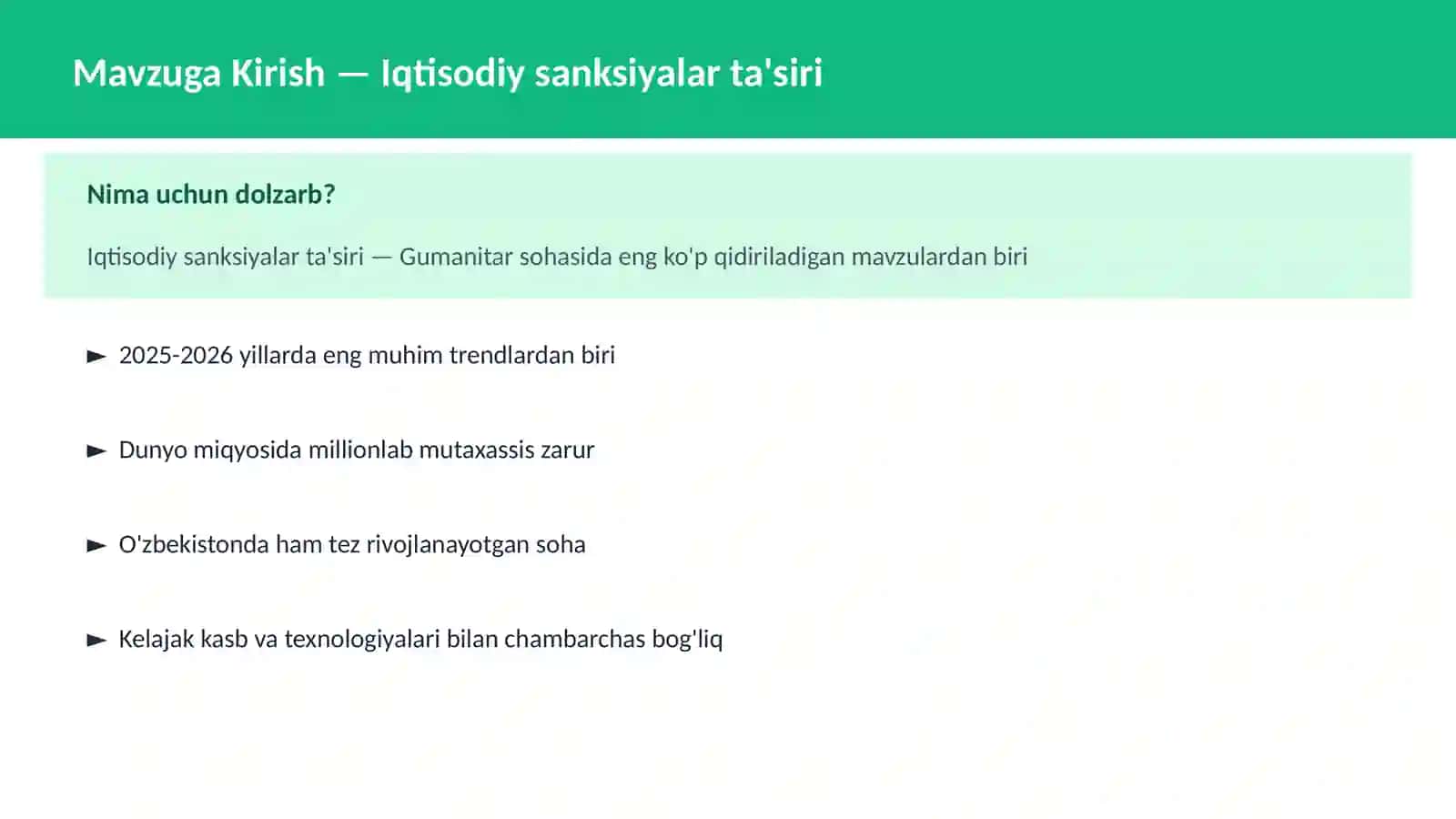 Iqtisodiy sanksiyalar ta'siri 2