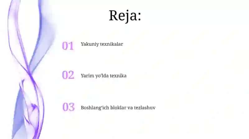 Qisqa masofaga yugurish texnikasini órgatish 2