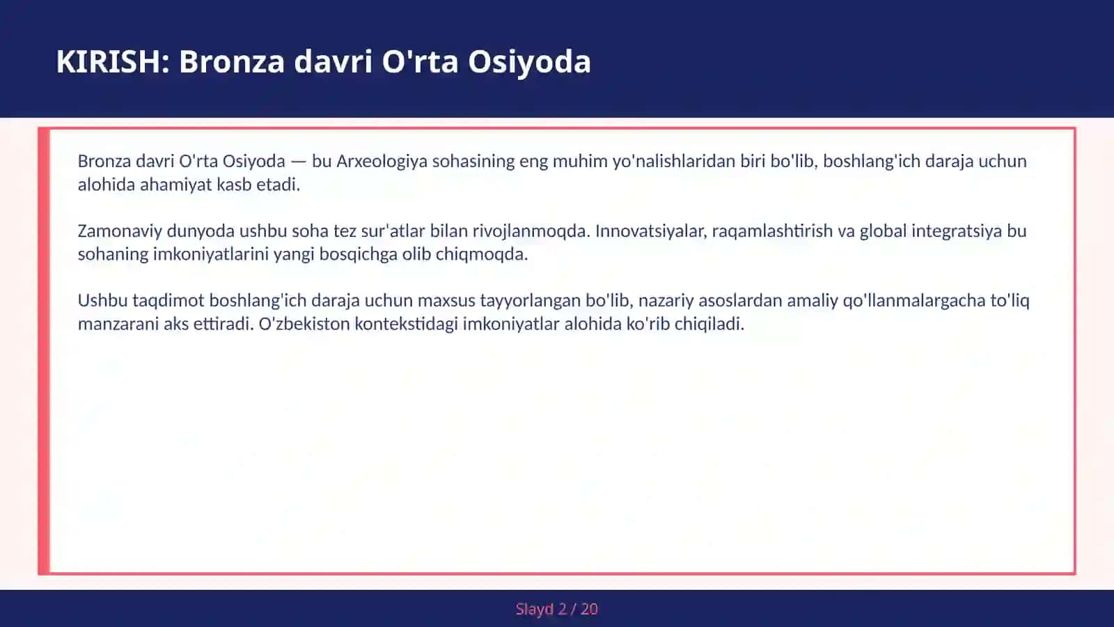 Bronza davri O'rta Osiyoda 2