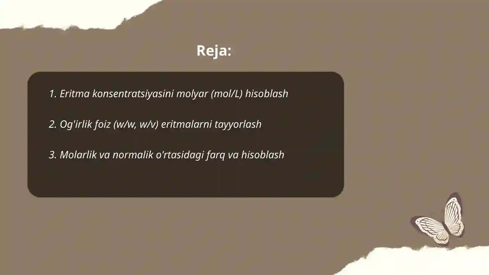 Eritmalar tayyorlash malaka va ko'nikmalarini egallash 2